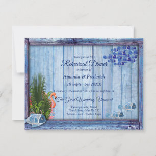Blauw water Kiezelstenen, Roze Koraal & Flamingo's Kaart