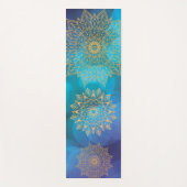 Blauw Water Kleur Kosmische Boho Gouden Mandala Yogamat (Voorkant)