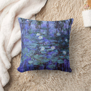 Blauw Water Lelies schilderij van Claude Monet Kussen