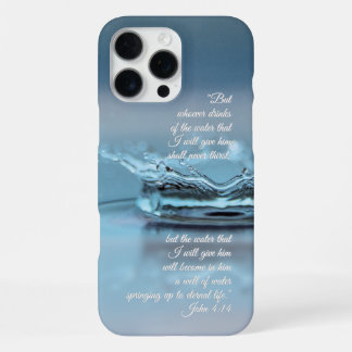 Blauw Water Leven nooit dorst Bijbelvers Johannes iPhone 16 Pro Max Hoesje