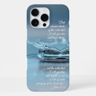Blauw Water Leven nooit dorst Bijbelvers Johannes iPhone 16 Pro Max Hoesje