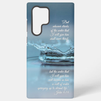 Blauw Water Leven nooit dorst Bijbelvers Johannes Samsung Galaxy Hoesje