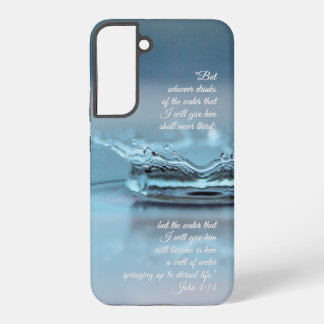 Blauw Water Leven nooit dorst Bijbelvers Johannes Samsung Galaxy Hoesje