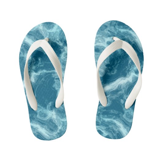 Blauw Water Marmer Kinder Teenslippers (Voetbed)