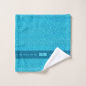 Blauw water met initialen bad handdoek (Wasdoekje)