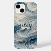 Blauw water monogram Case-Mate iPhone case (Achterkant)