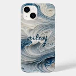 Blauw water monogram Case-Mate iPhone 14 hoesje