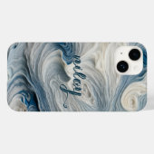 Blauw water monogram Case-Mate iPhone case (Achterkant (horizontaal))