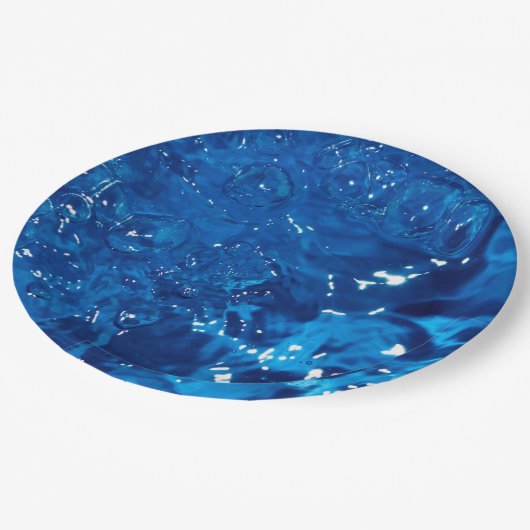 Blauw water papieren bordje (Gekanteld)