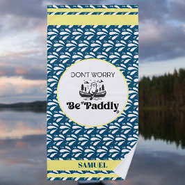 Blauw Water Patroon Strepen Retro Kano Otter Naam Strandlaken