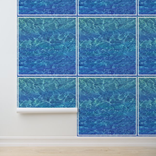 Blauw Water Patterns Strand Oceaan Zee Wit Cool Behang (Applicatie)