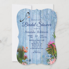 Blauw water Pebbles & Pink Flamingos Vrijgezellenf Kaart