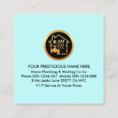 Blauw water pijp lekt naar huis vierkante visitekaartje (Achterkant)