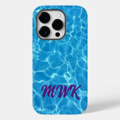 Blauw water reflecties monogram Case-Mate iPhone case (Achterkant)