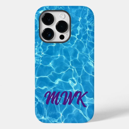 Blauw water reflecties monogram Case-Mate iPhone case (Achterkant)
