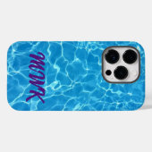 Blauw water reflecties monogram Case-Mate iPhone case (Achterkant (horizontaal))