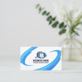 Blauw water Splash Power Wassen Huis schoonmaken Visitekaartje (Staand voorkant)