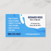 Blauw water Splash Power Wassen Huis schoonmaken Visitekaartje (Achterkant)