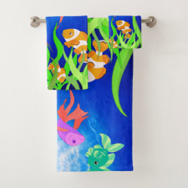 Blauw Water Tropische Oceaan Vissen Bad Handdoek