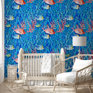 Blauw water, vis en koraal Oceanic Behang