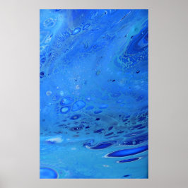 Blauw water Vloeibaar Moderne Abstracte Vloeibare Poster