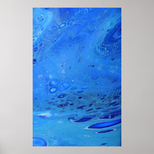 Blauw Water Vloeibare Moderne Abstracte Vloeibare  Poster