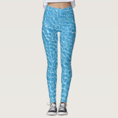 Blauw Water Zwembad Golven Leggings (Voorkant)
