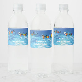 Blauw Water Zwembad Party Waterfles Etiket