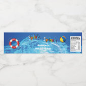 Blauw Water Zwembad Party Waterfles Etiket (Enkel label)