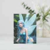 Blauw waterbad briefkaart (Staand voorkant)