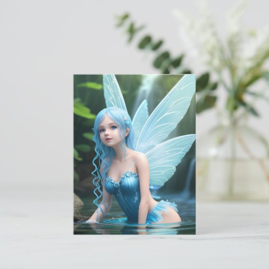 Blauw waterbad briefkaart (Staand voorkant)