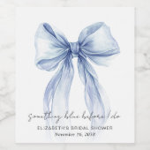 Blauw Watercolor Lint Bruidsdouche Wijn Etiket (Enkel label)