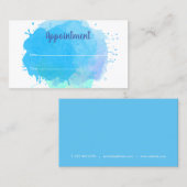 Blauw Watercolor Spat Customer Afspraakkaart Visitekaartje (Voorkant / Achterkant)