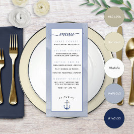⚓ Blauw Watercolor Strand Bruiloft Menu