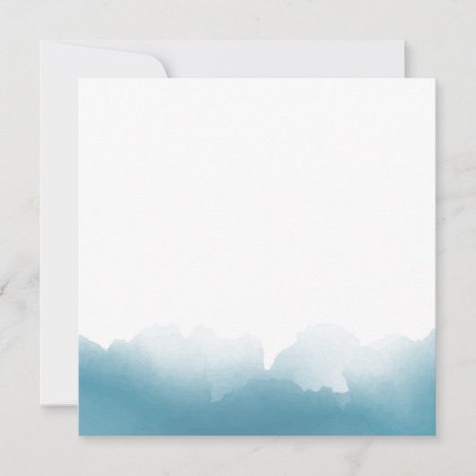 Blauw Watercolor Vierkant Trouwkaart Kaart (Voorkant)