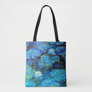 Blauw watergelieerd, kunstschilderij tote bag