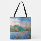 Blauw waterlandschap abstract hedendaags uniek tote bag (Voorkant)