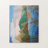 Blauw waterlandschap abstract tegenwoordig legpuzzel (Verticaal)