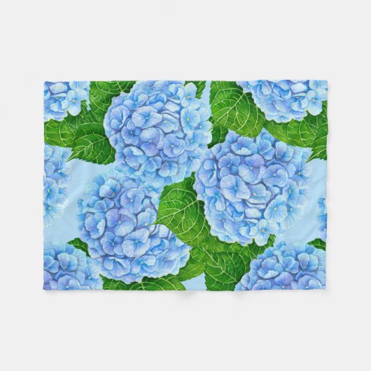 Blauw waterolieringspatroon fleece deken (Voorkant (Horizontaal))