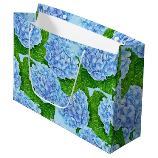 Blauw waterolieringspatroon groot cadeauzakje (Voorkant Gekanteld)