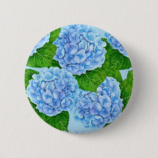 Blauw waterolieringspatroon ronde button 5,7 cm (Voorkant)