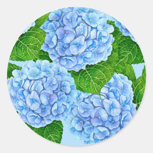 Blauw waterolieringspatroon ronde sticker (Voorkant)