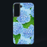 Blauw waterolieringspatroon samsung galaxy hoesje<br><div class="desc">Patroon gemaakt van blauwe hydrangea-bloem geschilderd met waterverven.</div>