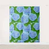 Blauw waterolieringspatroon wandkleed (Voorkant)