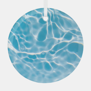 Blauw wateroppervlak, natuur abstract glas ornament