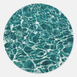 Blauw waterpatroon ronde sticker