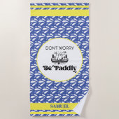 Blauw Waterpatroon Strepen Retro Kano Otter Naam Strandlaken (Voorkant)