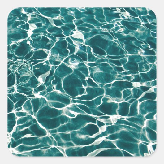 Blauw waterpatroon vierkante sticker (Voorkant)