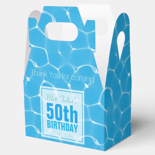 Blauw Waterpool 50e Verjaardagsfeestje FB Bedankdoosjes (Geopend)