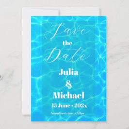 Blauw Waterstrand & Trouwlocatie Oceaanthema Save The Date